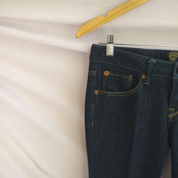 BEANPOLE MADE IN KOREA DIAMOND DECORATED BOOTCUT JEANS in BLUE WASH Medium Women - Picture 10 of 13